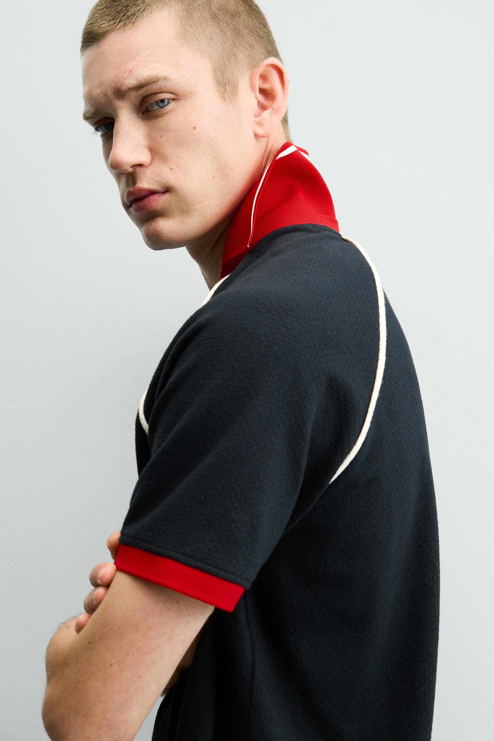 CONTRAST TRIM TEXTURED POLO
